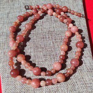 Jay King DTR Strawberry Quartz necklace 36" length, 925 Sterling silver,